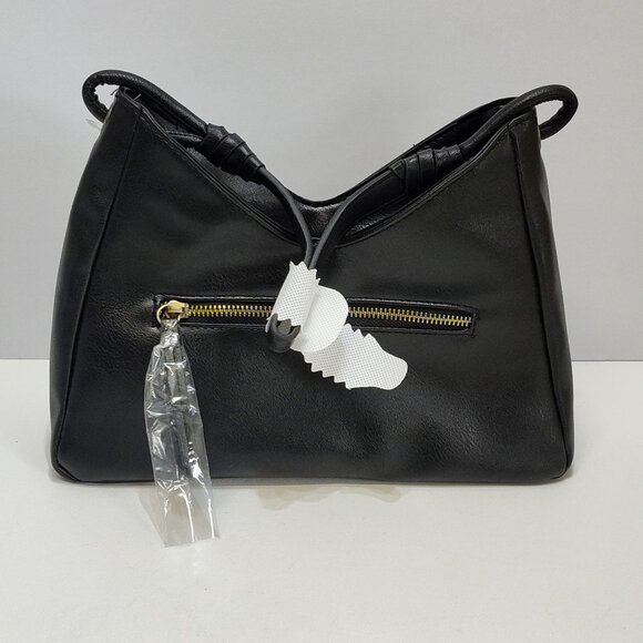 Time & Tru River Shoulder Bag Boho Med Faux Leather Zipper Pockets Gold Accents - Picture 8 of 12